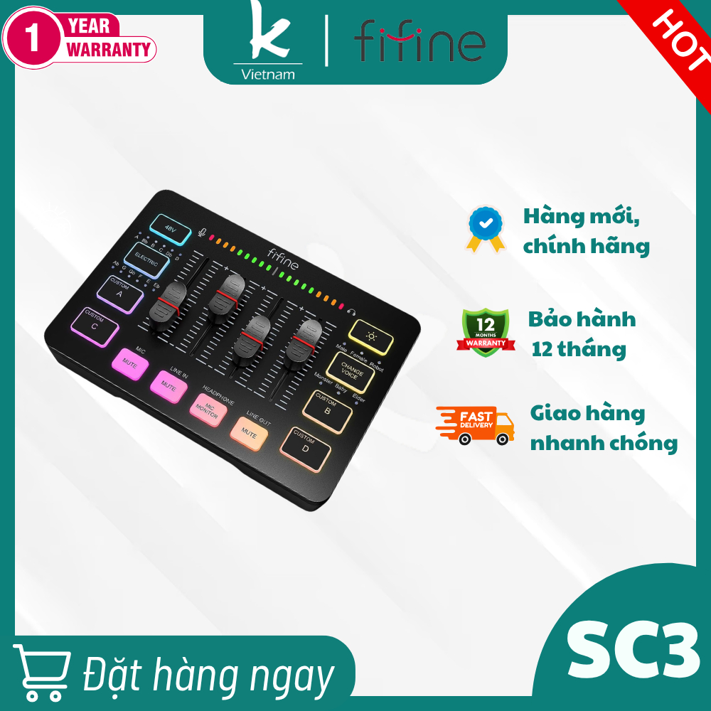 Fifine SC3 Bộ trộn âm thanh USB  AmpliGame - Hàng chính hãng