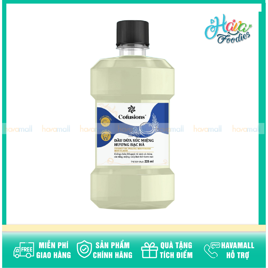 Nước Súc Miệng Dầu Dừa Hương Bạc Hà Cofusions 225ml – Coconut Oil Pulling Mouthwash Mint Flavor