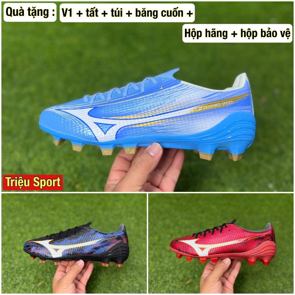 gaiyf đá bóng sân cỏ tự nhiên mzn alpha 3 elite FG V1 ( Tặng túi + tất + băng cuốn + hộp hãng + hộp 