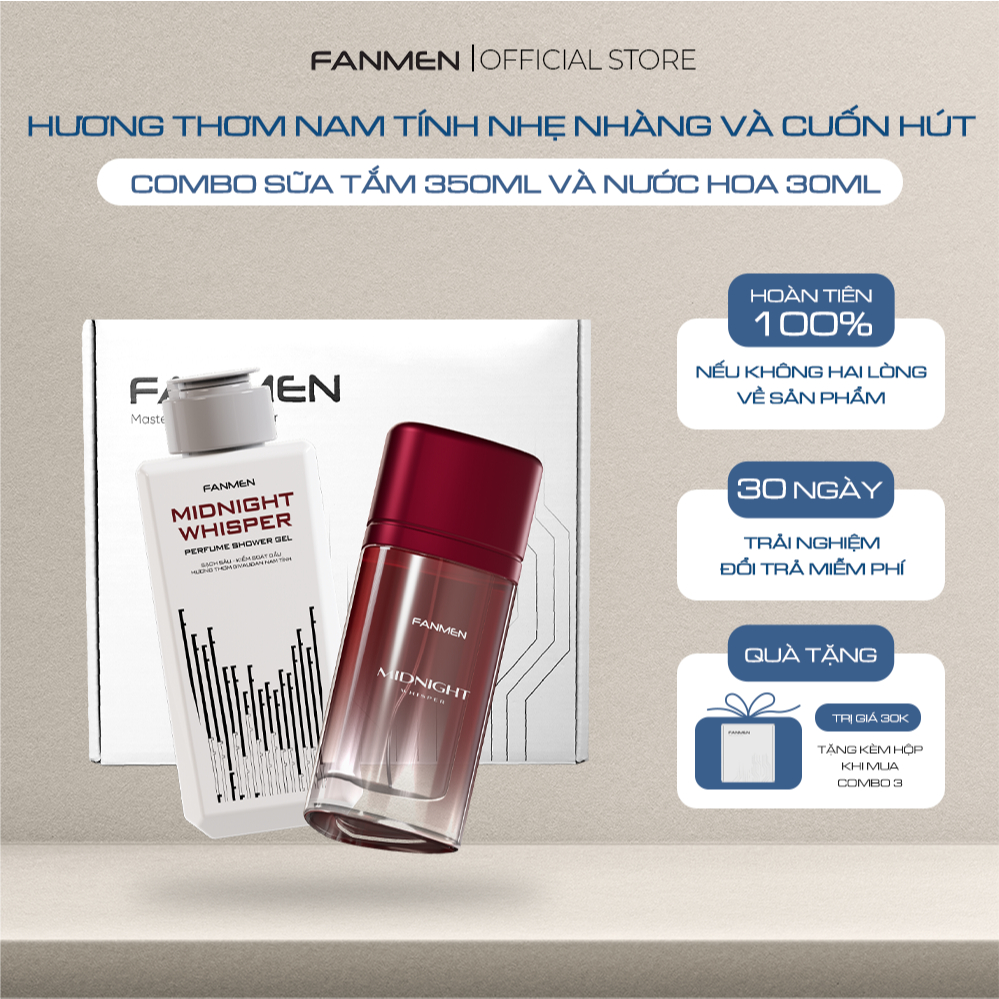 Combo Sữa tắm hương nước hoa Fanmen 350ml và Nước hoa Fanmen hương thơm nam tính quyến rũ 30ml - Tặn