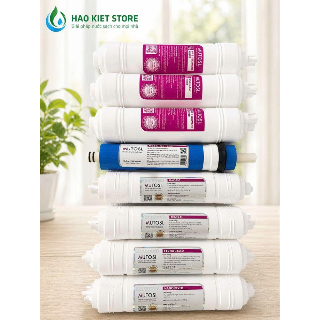 Combo bộ 8 lõi lọc nước Mutosi đúc liền dùng cho máy lọc nước Mutosi và các hãng khác.