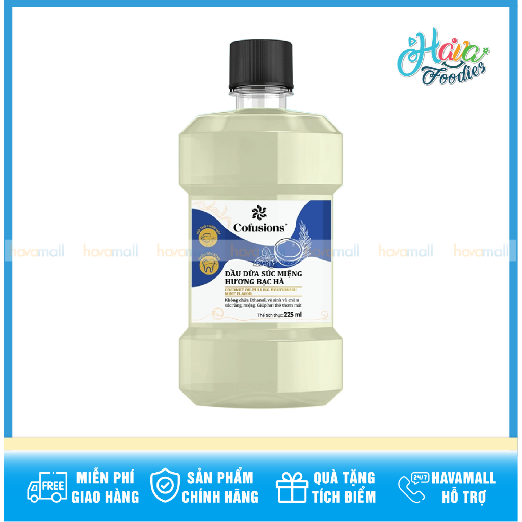Nước Súc Miệng Dầu Dừa Oil Pulling Bạc Hà Cofusions 225ml – Coconut Oil Pulling Mouthwash Mint Flavo