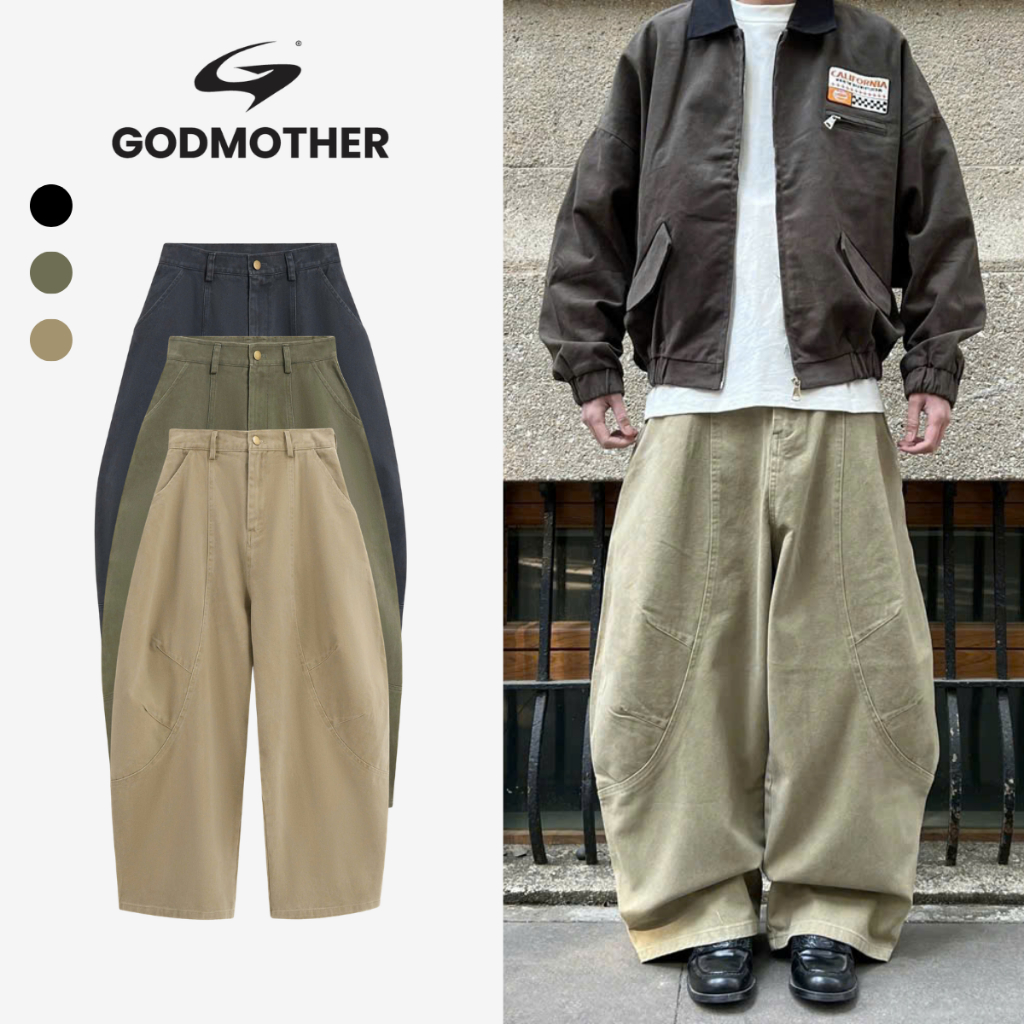 Quần Jean Retro Form Rộng GODMOTHER Quần Jean Harem Cạp Trễ Túi Kiểu Phong Cách Đường Phố Năng Động | BigBuy360 - bigbuy360.vn