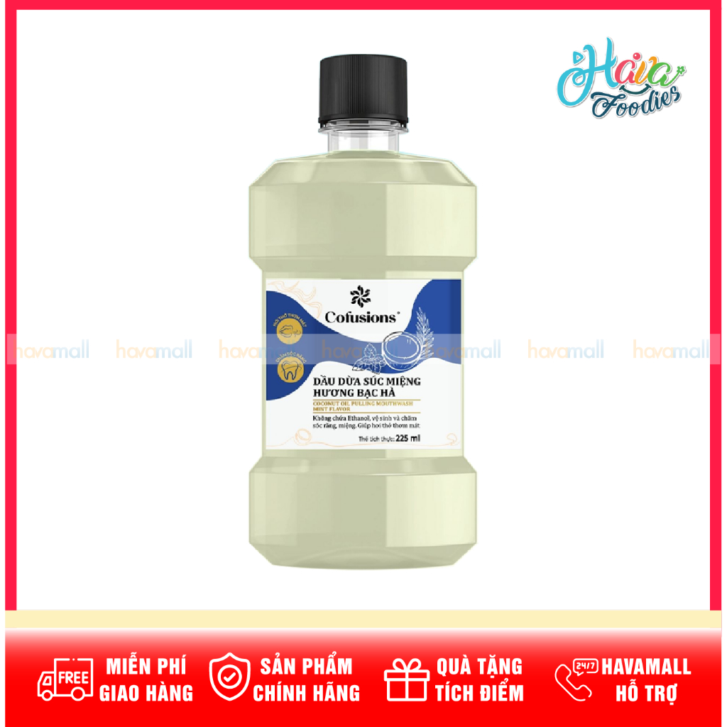 Nước Súc Miệng Dầu Dừa Hương Bạc Hà Cofusions 225ml – Coconut Oil Pulling Mouthwash Mint Flavor