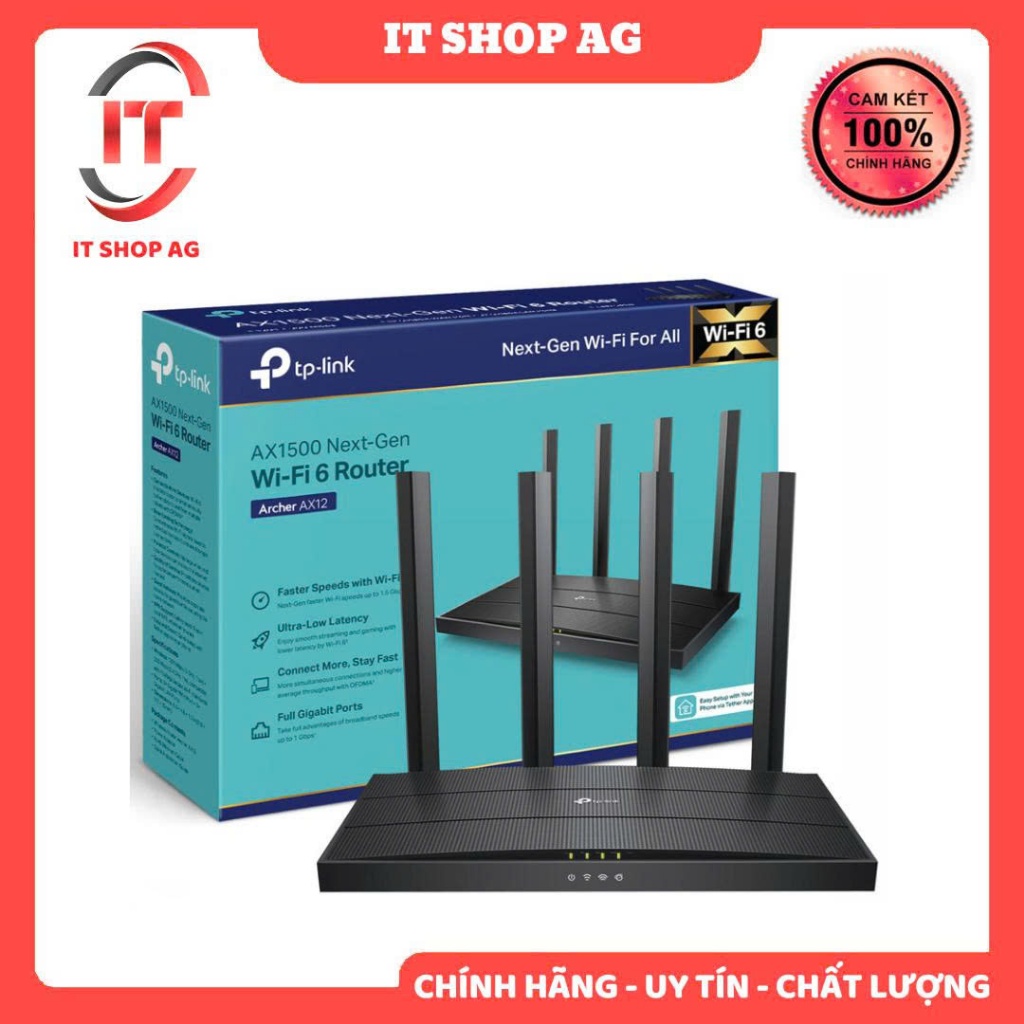 Bộ Định Tuyến TPLink Archer AX12 AX1500 Wi-Fi 6 Router Chính hãng