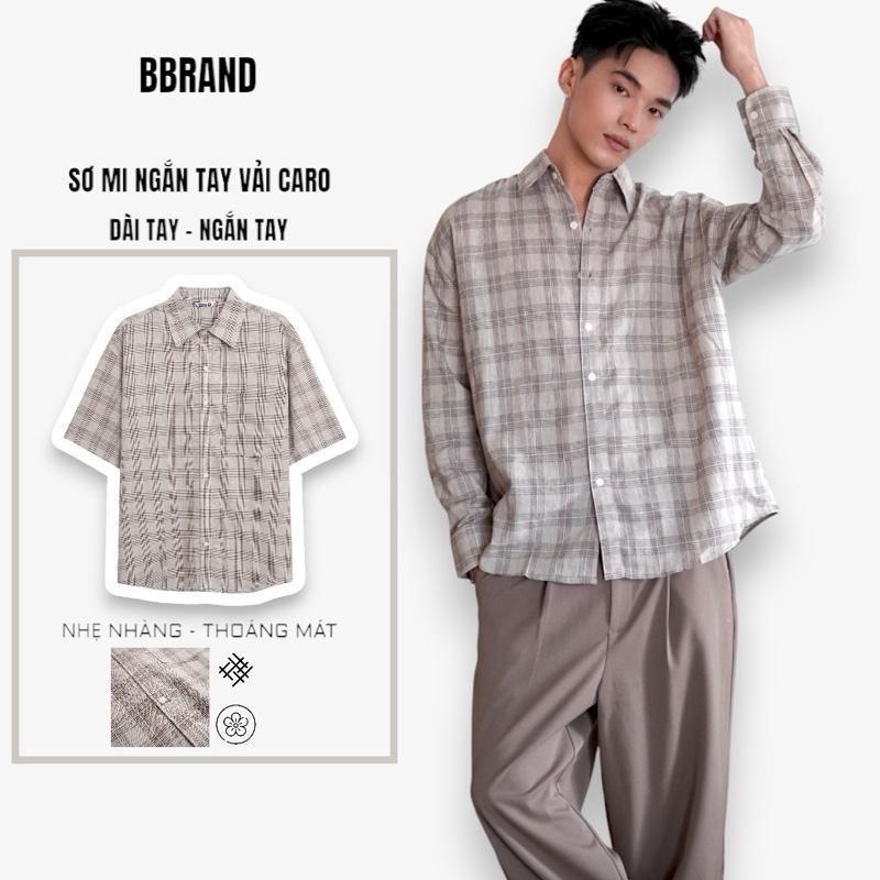 Áo Sơ Mi BBRAND Họa Tiết Xám Caro - Thiết Kế Thời Trang, Chất Liệu Tốt, Dễ Dàng Phối