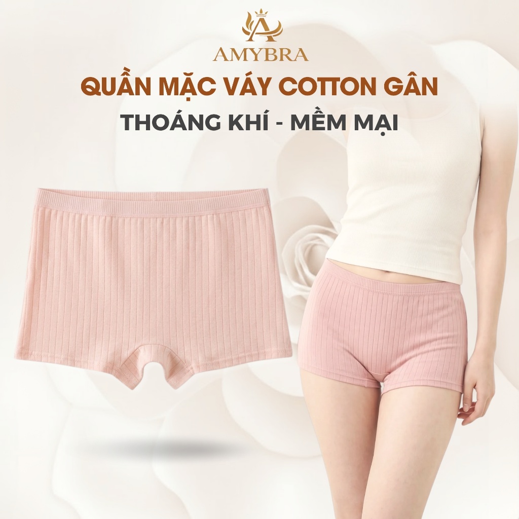 [ BST HÈ ] Quần Mặc Trong Váy Cotton Gân Mềm Mại, Quần Bảo Hộ Dạng Đùi Cạp Vừa Ôm Dáng AMYBRA V4116
