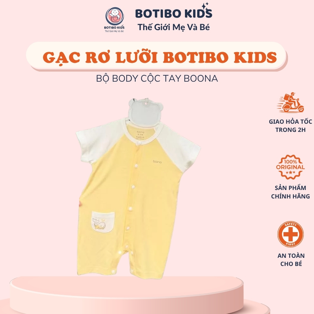 [Xuân Hè 2026] Bộ Body Cộc Tay Sơ Sinh Boona Bamboo Eco Vải Sợi Tre Mềm Mát Cho Bé