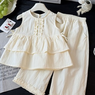 Sét bé gái sát nách+ quần suông rộng size 11-30kg chất thô mềm phù hợp đi biển đi chơi
