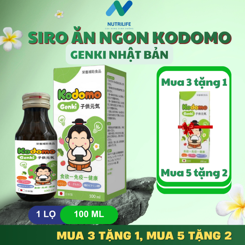 Siro Ăn Ngon Kodomo Genki Chính Hãng - Bổ Sung Lysine, Kẽm Giúp Bé Tăng Cân & Phát Triển Toàn Diện