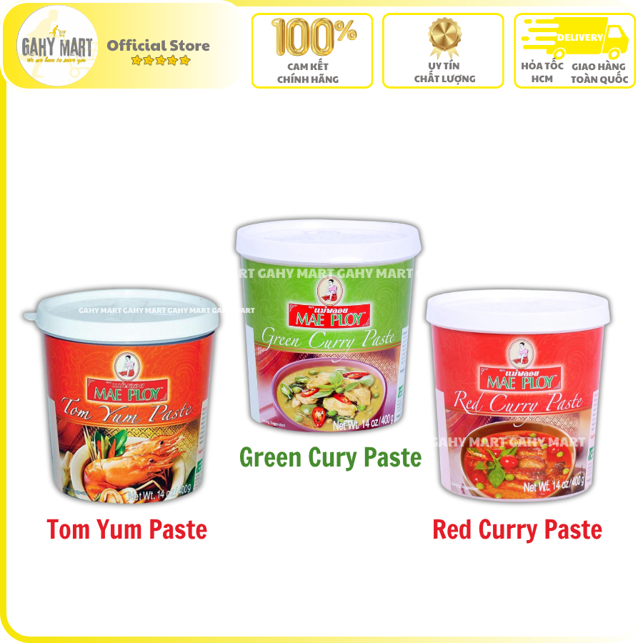 [Date New] Gia vị MAE PLOY Thái Lan lẩu TOMYUM/ Cari Đỏ/ Cari Xanh - Hũ 400g ⚜️GAHY MART⚜️