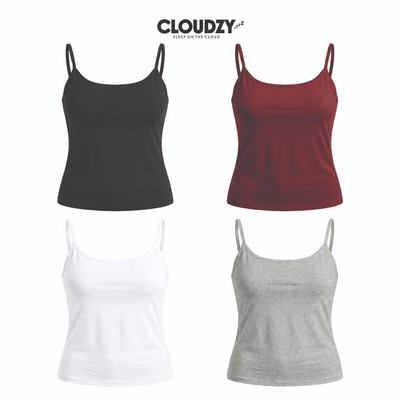 Áo hai dây nữ có mút basic ôm dáng chất thun gân mịn tôn dáng localbrand CLOUDZY co giãn tốt