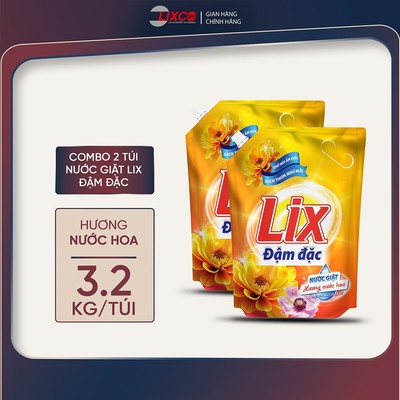 [SVIP] Combo 2 Túi nước giặt Lix đậm đặc hương nước hoa 3.2KG sạch thơm như mới , 2C-NGH47