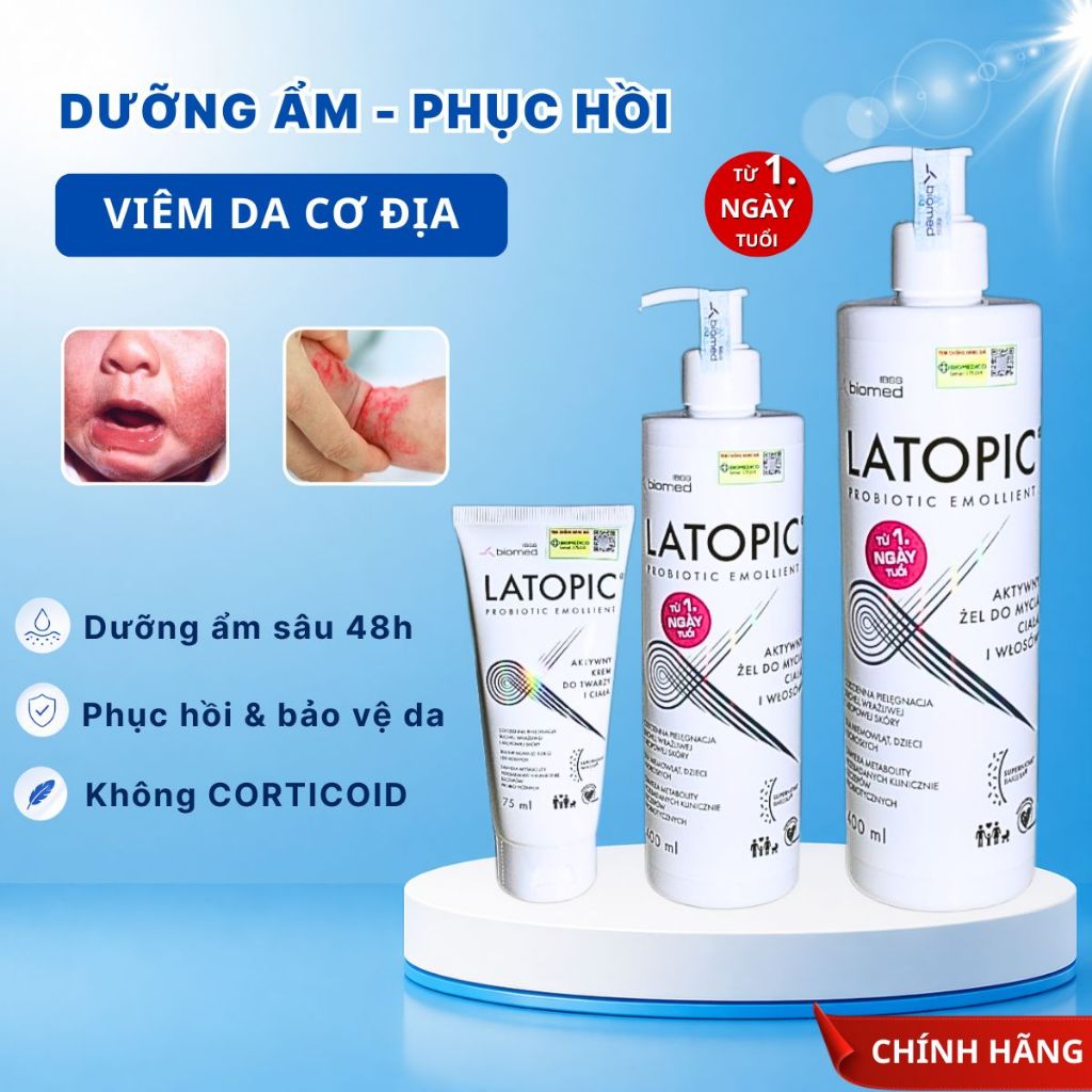 LATOPIC CHÍNH HÃNG Kem Dưỡng Ẩm Cho Bé Viêm Da Cơ Địa Chàm Sữa Giảm Khô Nẻ Ngứa Mặt Toàn Thân KIKIDA