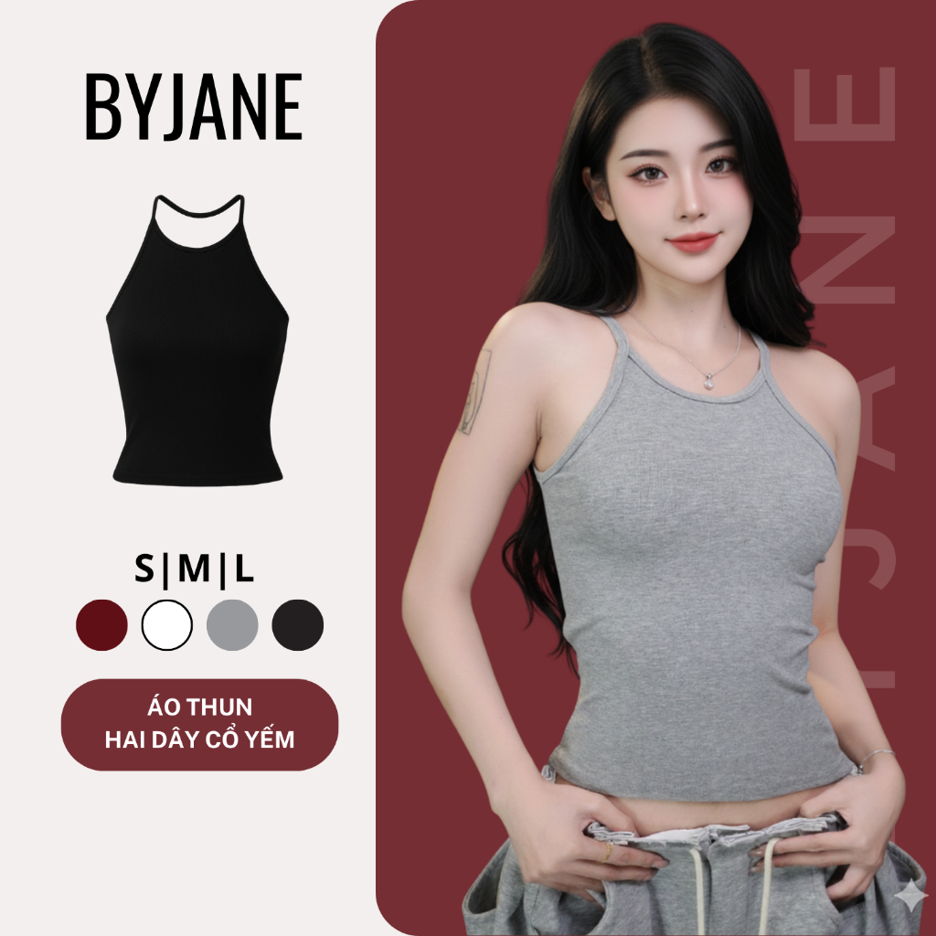 (MỎ BÁN) Áo 2 Dây Cổ Yếm BYJANE Co Dãn 4 Chiều -113