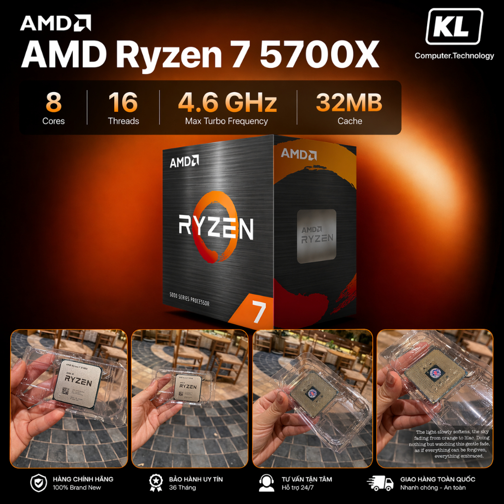CPU AMD Ryzen 7 5700X 8 nhân 16 luồng Tray Chính Hãng