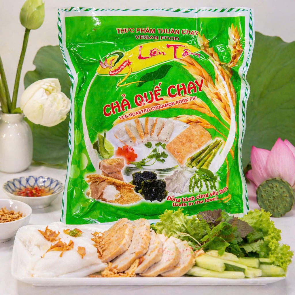 Chả Quế Chay Liên Tâm 500g – Chả Chay Thơm Ngon Thực Phẩm Chay Protein Cao Làm Bánh Mì Chay, Bún Cha