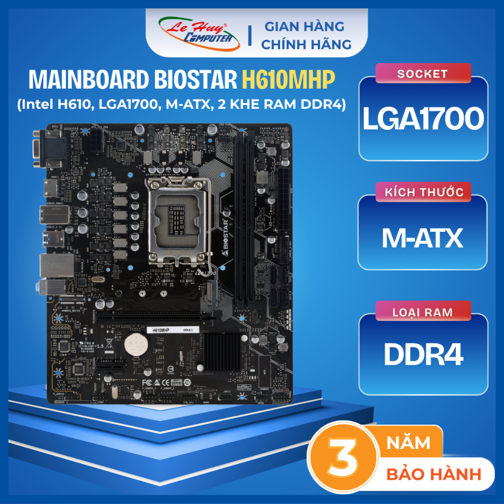 MainBoard BIOSTAR H610/MainBoard GREATWALL H610/B760 Hỗ Trợ Ram DDR4/ Socket 1700 - Hàng Chính Hãng
