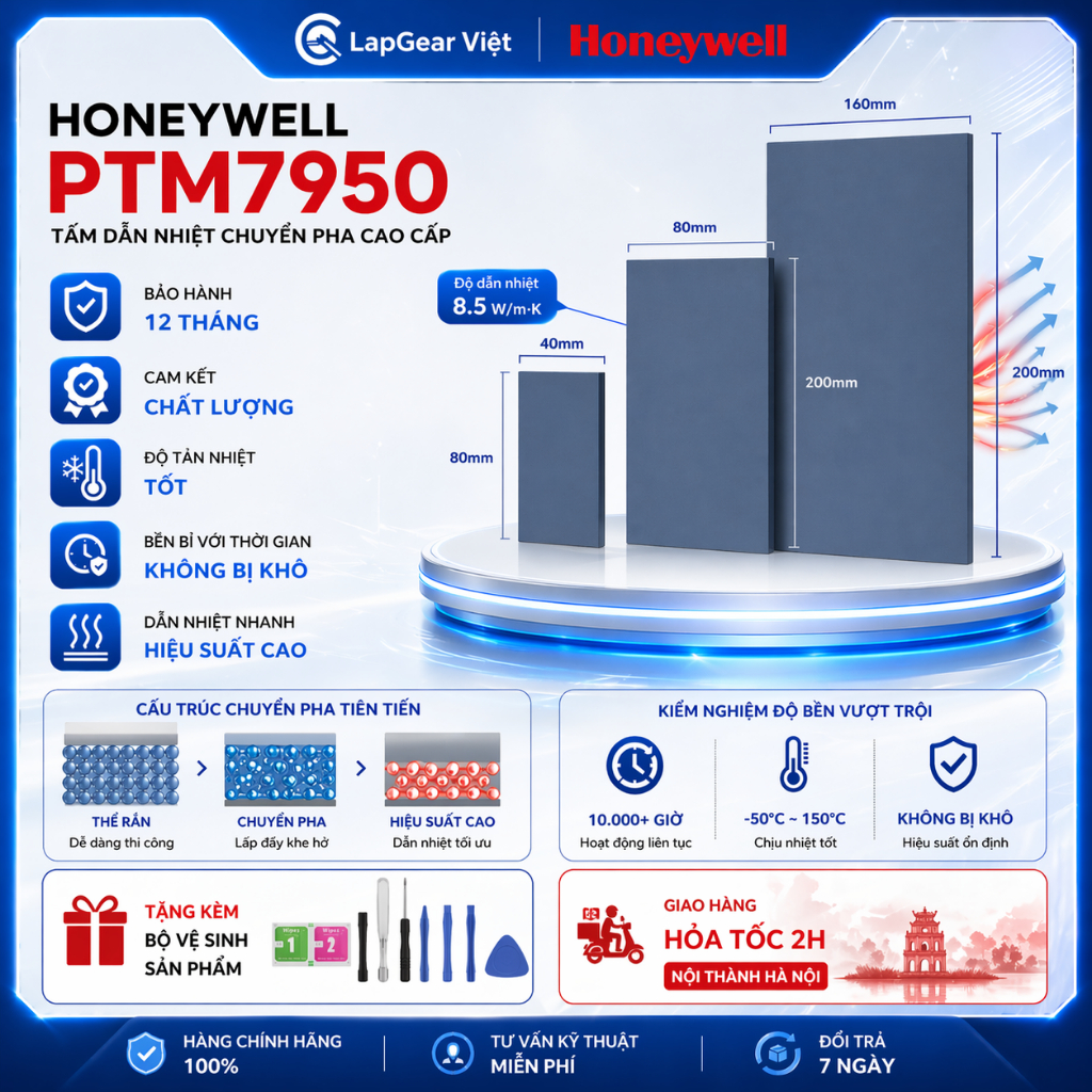 Tấm dẫn nhiệt chuyển pha Honeywell PTM7950- Thermal pad dẫn nhiệt CPU GPU laptop