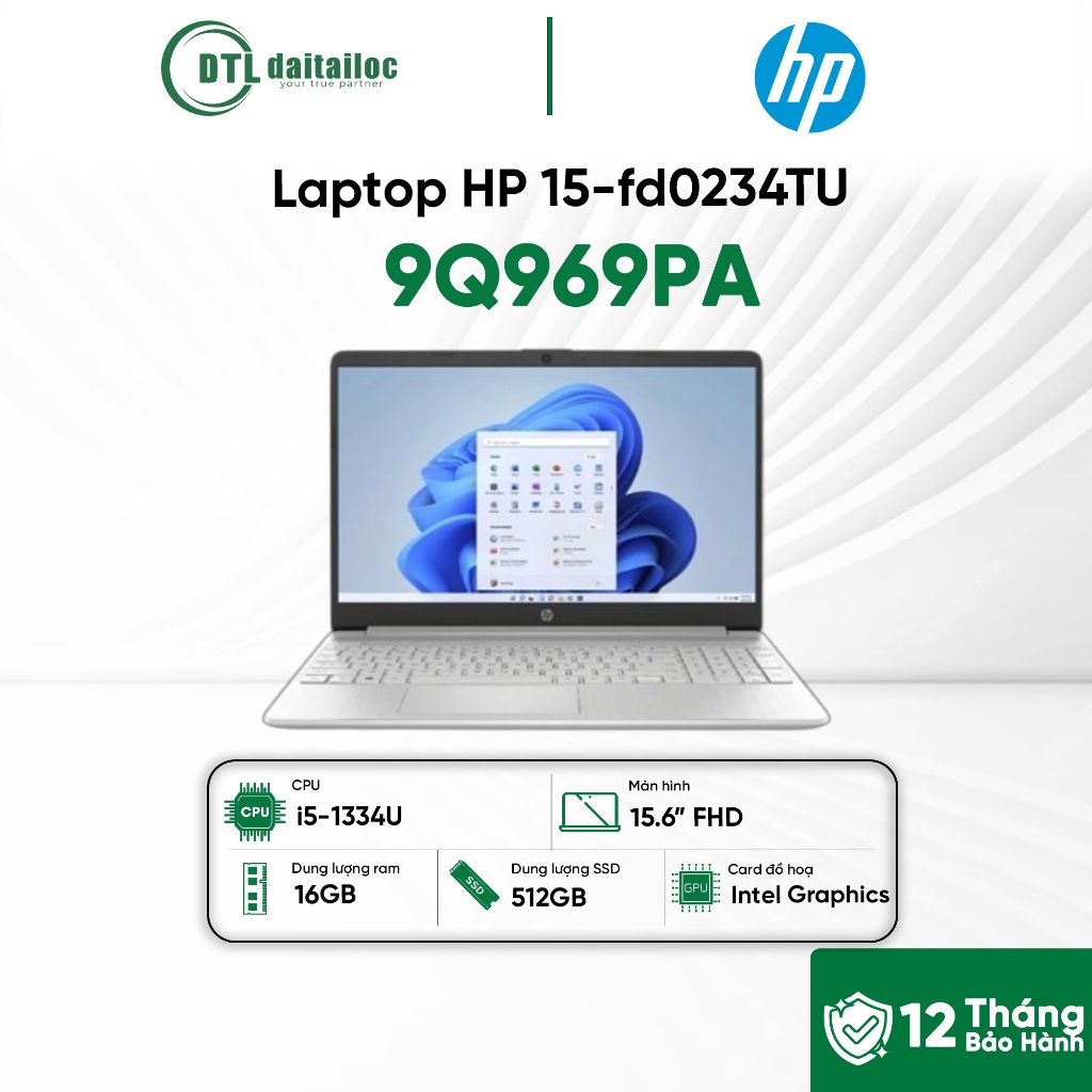 Laptop HP 15-fd0234TU 9Q969PA i5-1334U 16GB 512GB 15.6FHD WLax/BT5 3C41WHr W11SL Vàng | Chính hãng |