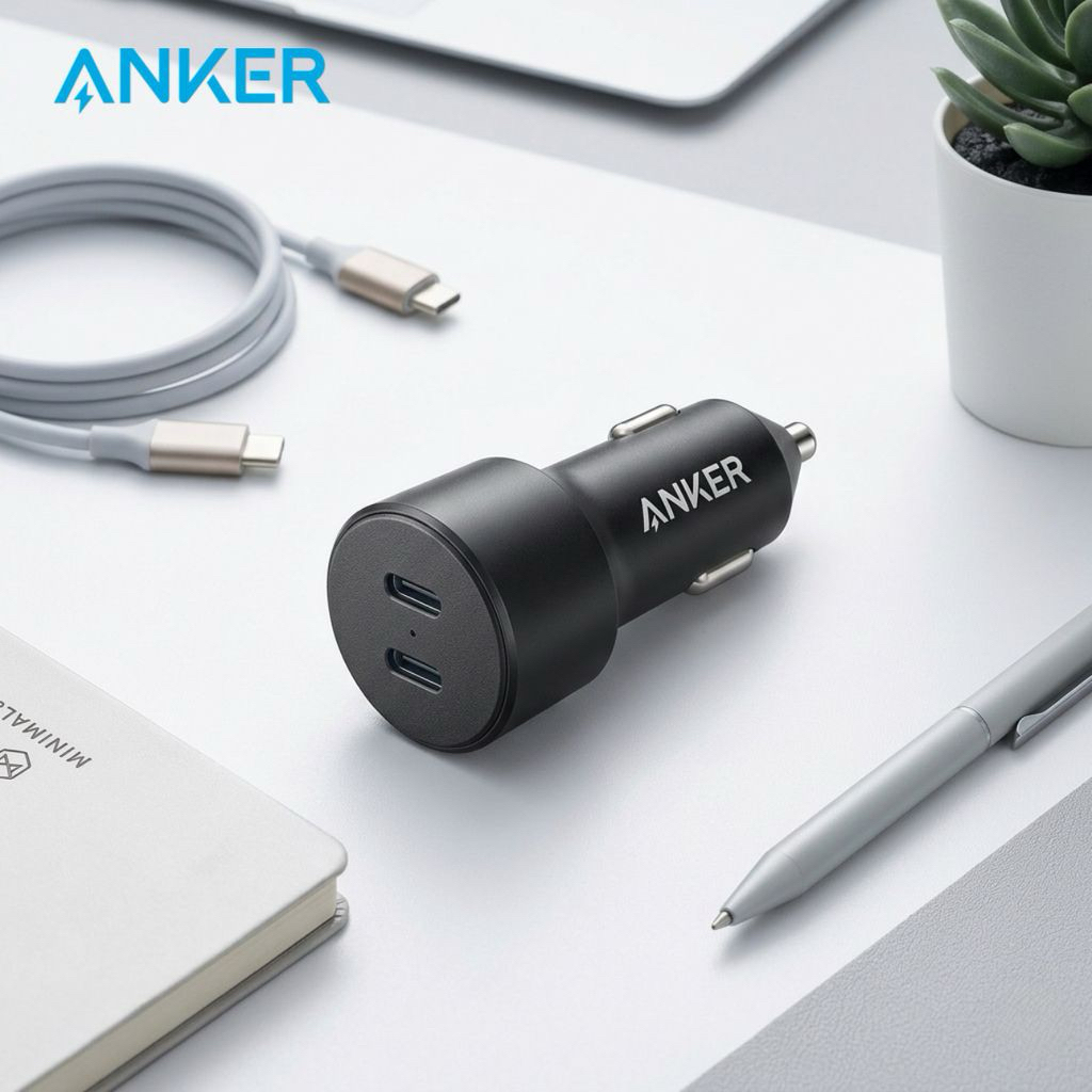 Củ sạc nhanh ô tô ANKER 2 cổng USB-C (PD) sạc nhanh 40w ( ko hộp )