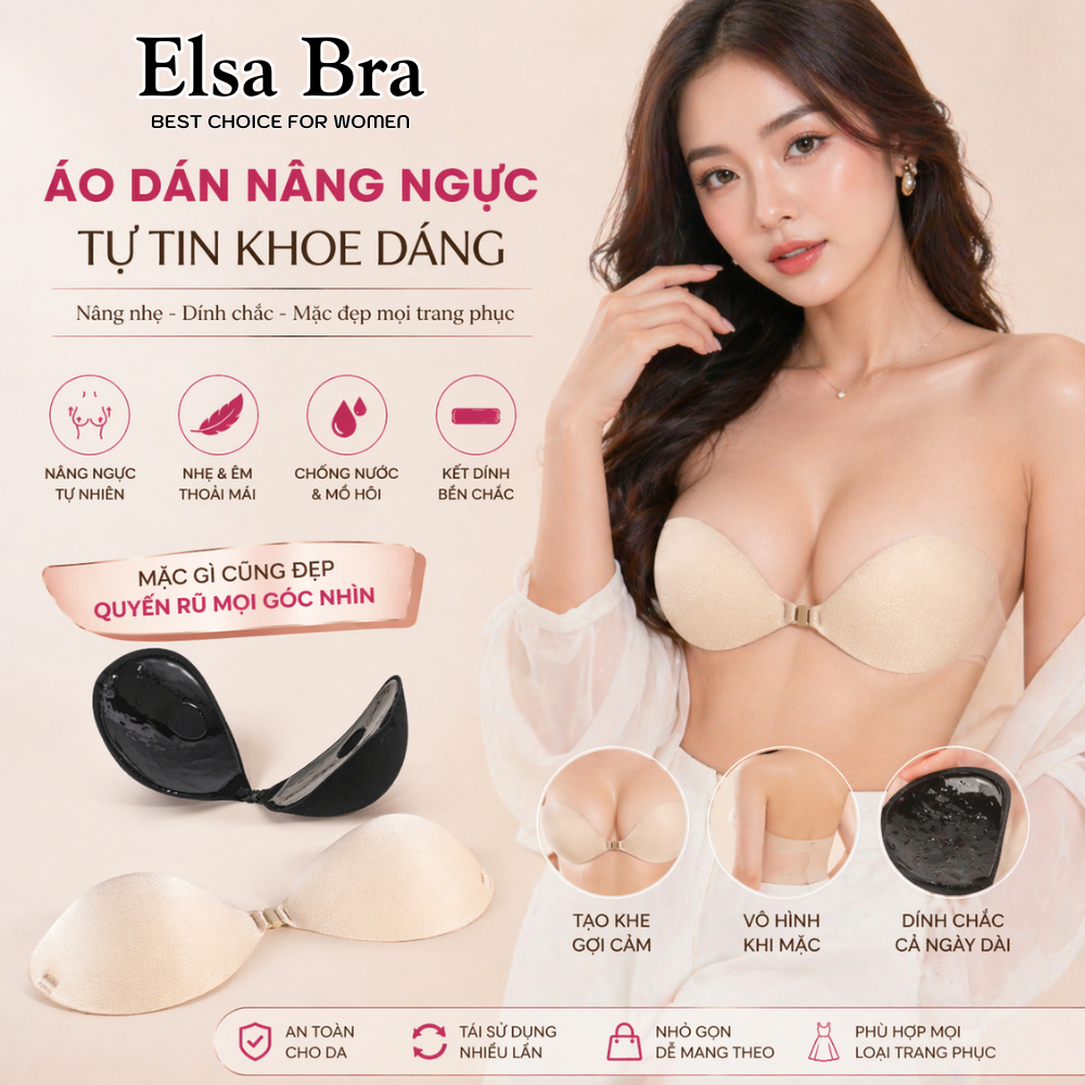 Áo Dán Nâng Độn Ngực 6CM Tặng Dây Trong Độn Tự Nhiên Tạo Khe Gợi Cảm 𝐄𝐋𝐒𝐀 𝐁𝐑𝐀 P41