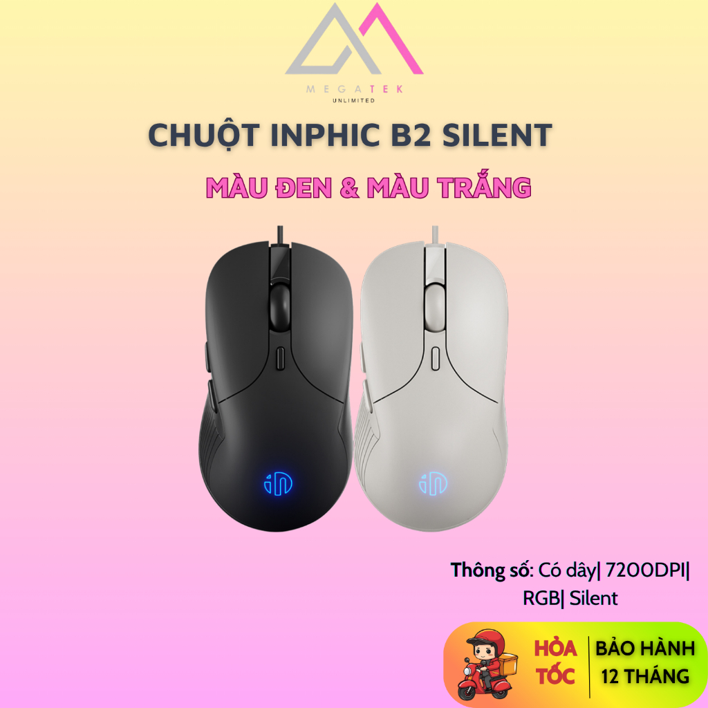 Chuột INPHIC B2 (Có dây| 7200DPI| RGB| Silent) - Hàng chính hãng - BH 12 Tháng