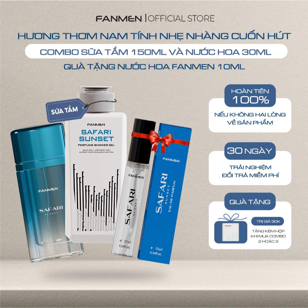 Combo Sữa tắm hương nước hoa Fanmen 150ml và Nước hoa Fanmen hương thơm nam tính quyến rũ 30ml-Tặng 