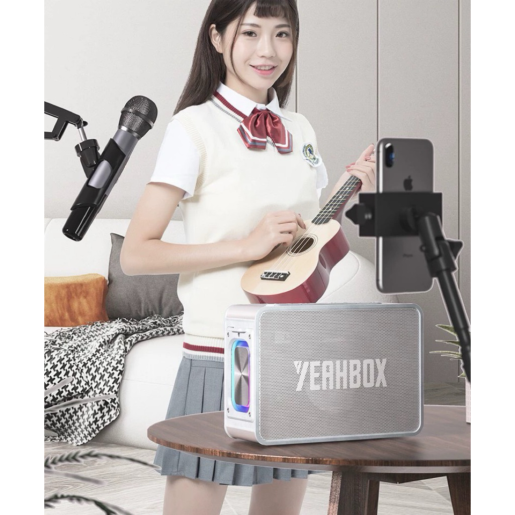 Loa di động Yeahbox M19 cao cấp kèm 2 mic chính hãng