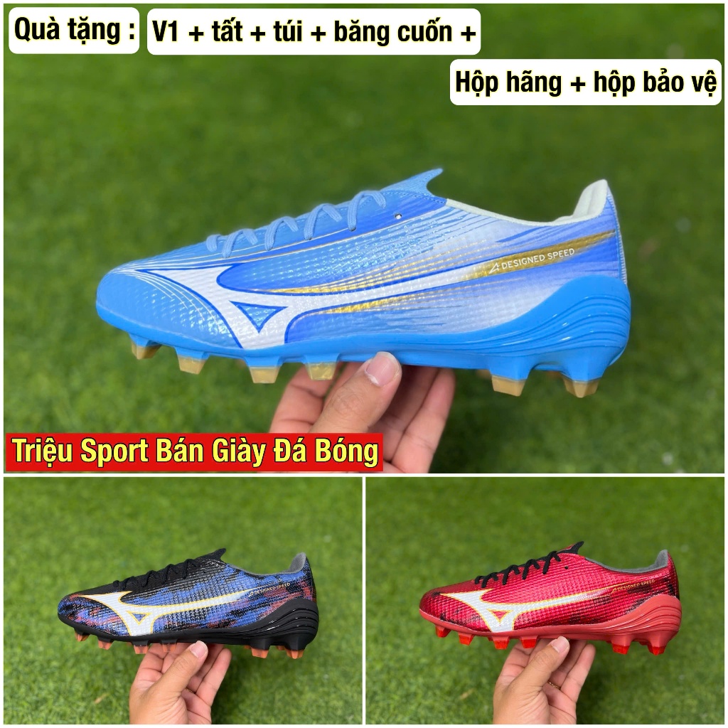 giày đá bóng sân cỏ tự nhiên mzn alpha 3 elite FG V1 ( Tặng túi + tất + băng cuốn + hộp hãng + hộp b