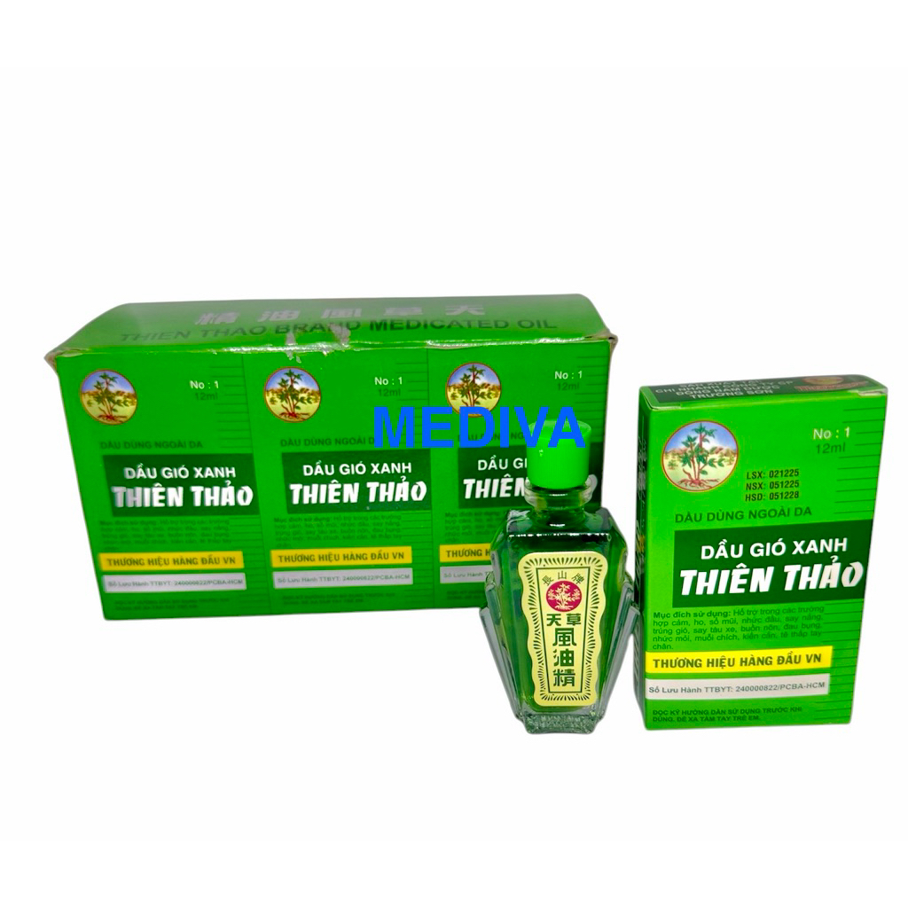 [Lốc 12 chai] [Xuất hoá đơn] Dầu gió xanh Thiên Thảo 12ml