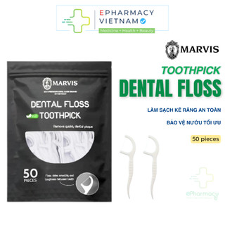 Tăm Chỉ Nha Khoa MARVIS Dental Floss Toothpick Vệ Sinh Răng Miệng Chuẩn Nha Khoa 50 Pieces