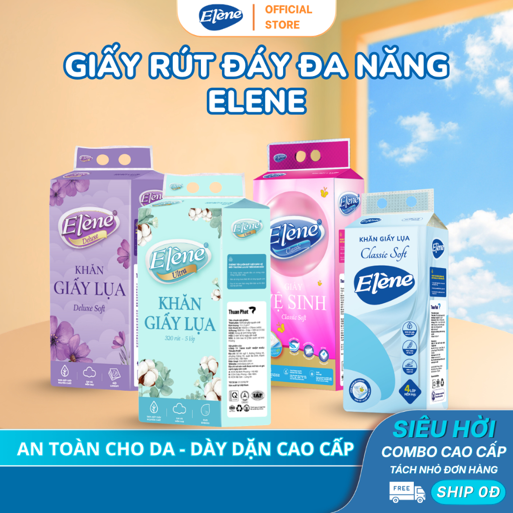 Giấy Rút Đáy Đa Năng Elene 4 Lớp Cao Cấp, Mềm Mịn, An Toàn