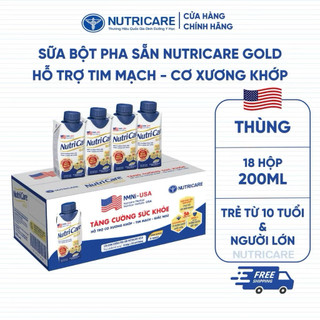 Thùng sữa Nutricare Gold pha sẵn dinh dưỡng phục hồi tăng cường sức khoẻ 200ml x 18hộp