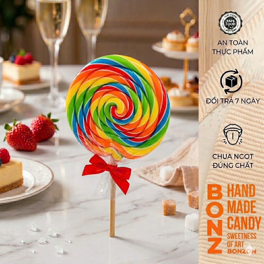 [ KẸO KHỔNG LỒ 12CM ] Kẹo mút lollipop vị trái cây chua ngọt không chất bảo quản - kẹo que handmade 