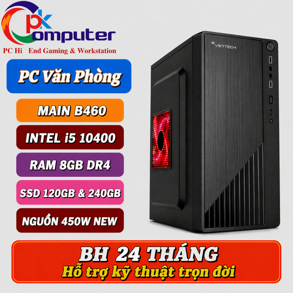 PC Văn Phòng i5 10400 Không VGA Giá Tốt, Làm Việc Mượt Học Online  B460 H410