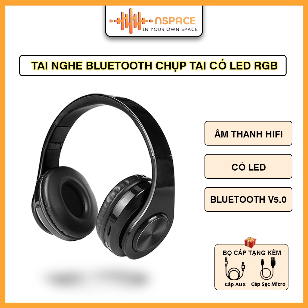 Tai Nghe Bluetooth Chụp Tai Không Dây Âm Thanh Nổi Hifi Bass Mạnh Headphone Bluetooth Gaming Có Mic 