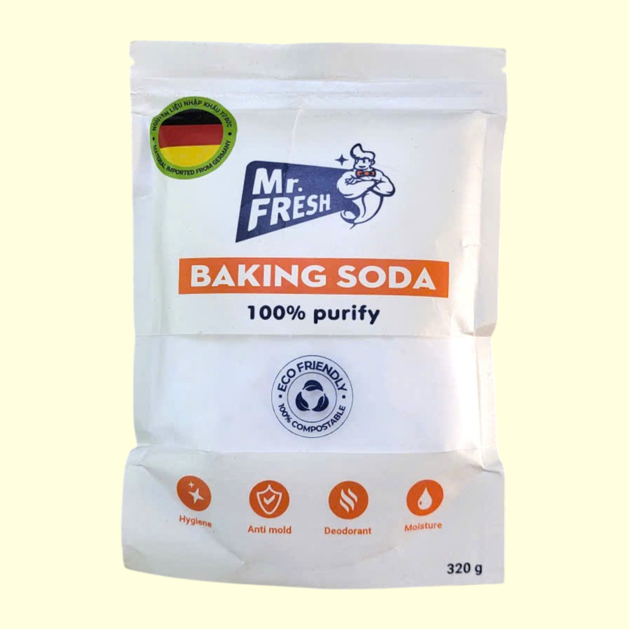 MR FRESH + gói 320gr + MUỐI NỞ Baking Soda Sodium Bicarbonate