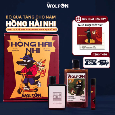 Set Quà Tặng Bạn Trai HỒNG HÀI NHI LYD Wolf ON - Sữa Tắm, Xịt Khử Mùi, Dung Dịch Vệ Sinh Nam 95ML