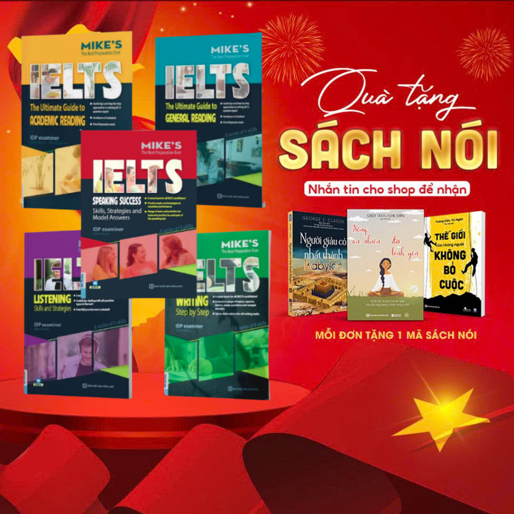 Combo Sách IELTS Mike Wattie 5 Cuốn: Writing Speaking Reading Academic/General Listening Luyện Thi I