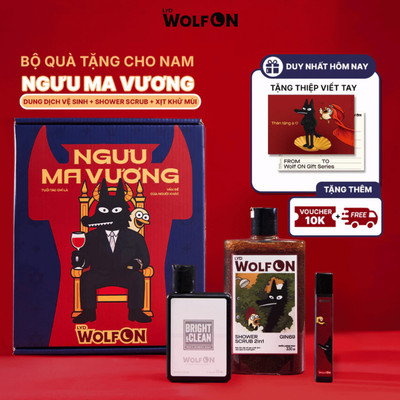 Set Quà Tặng Bạn Trai NGƯU MA VƯƠNG LYD Wolf ON - Sữa Tắm, Xịt Khử Mùi, Dung Dịch Vệ Sinh Nam
