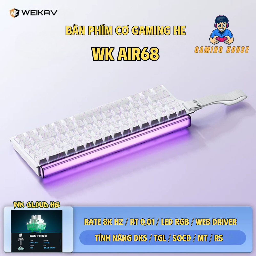 Bàn phím cơ Rapid Trigger Weika Air68 - Tần số 8K HZ - LED RGB - Web Hub - RT 0,01 - Lót full foam - Plate FR4 | BigBuy360 - bigbuy360.vn