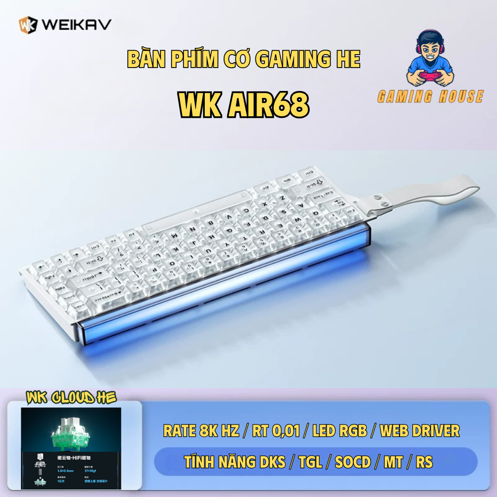 Bàn phím cơ Rapid Trigger Weika Air68 - Tần số 8K HZ - LED RGB - Web Hub - RT 0,01 - Lót full foam - Plate FR4 | BigBuy360 - bigbuy360.vn