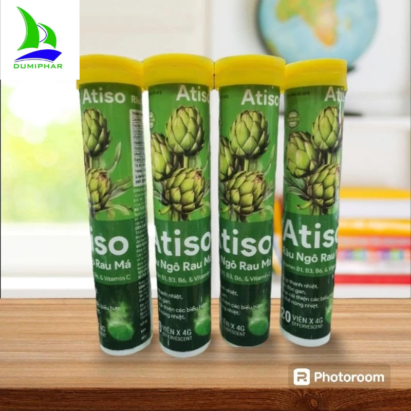 Viên sủi Atiso râu ngô rau má- vitamin b1-b3-b6 & C Tuýp 20 viên