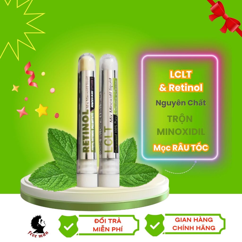 Bột LCLT, Bột Retinol pha Minoxi-dil hỗ trợ Mọc Râu Mọc Tóc Nhanh khi pha với Minoxi-dil 5%