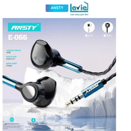 TAI NGHE DÂY ANSTY DÀI 1.2M E - 066 JACK 3.5MM CÓ MIC