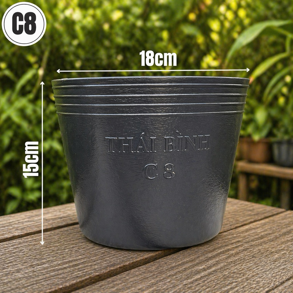 Combo 50 Cái Chậu Nhựa C8 Đen Trồng Cây [18x15]