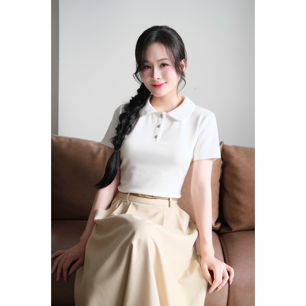 Áo cách điệu nữ cổ sen phối ren trẻ trung, tiểu thư chất liệu umi phù hợp đi làm đi chơi HERIN - HA0
