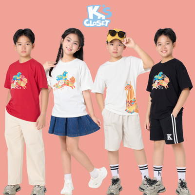 Áo Cộc Tay K'S CLOSET Chất Liệu Vải Cotton From Thoải Mái Cho Bé Trai Và Bé Gái (2-14 tuổi) từ 11kg-60kg KT285SIS, KT283