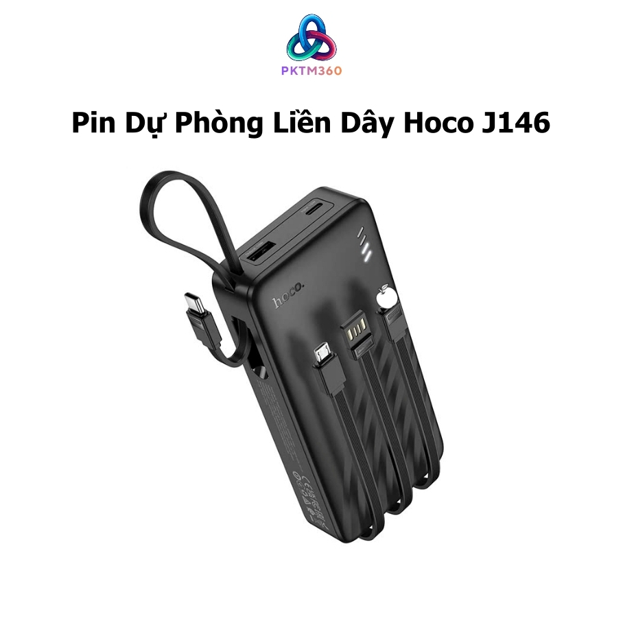 SDP kèm dây Hoco J146 dung lượng 10000mAh, 4 cáp sạc giúp sạc được mọi thiết bị - PKTM360